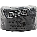 Genuine Joe 9" Round Plastic Plates, Black, Pack Of 125