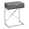 Monarch Specialties Accent End Table, Rectangular, Dark Taupe/Chrome