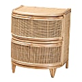 bali & pari Oleta Natural Rattan 2-Drawer Nightstand, 24”H x 21-5/16”W x 17-3/4”D, Natural Brown