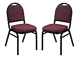 National Public Seating 9200 Series: Dome-Back Premium Fabric Upholstered Banquet Stack Chair, Rich Maroon Seat/Black Sandtex Frame, Set Of 2