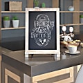 Flash Furniture Canterbury Tabletop Magnetic Chalkboard Signs With Scrolled Legs, Porcelain Steel, 17"H x 12"W x 1-7/8"D, Weathered Brown Wood Frame, Pack Of 10 Signs