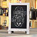 Flash Furniture Canterbury Tabletop Magnetic Chalkboard Signs With Scrolled Legs, Porcelain Steel, 14"H x 9-1/2"W x 1-7/8"D, White Wash Frame, Pack Of 10 Signs