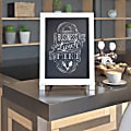 Flash Furniture Canterbury Tabletop Magnetic Chalkboard Signs With Scrolled Legs, Porcelain Steel, 17"H x 12"W x 1-7/8"D, Rustic Blue Wood Frame, Pack Of 10 Signs