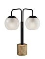 Adesso Stockton 2-Light Table Lamp, 23-1/2”H, White Glosted Glass Shade/Black & Travertine Base 1 thumbnail image