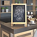 Flash Furniture Canterbury Tabletop Magnetic Chalkboard Signs With Scrolled Legs, Porcelain Steel, 17"H x 12"W x 1-7/8"D, Torched Brown Wood Frame, Pack Of 10 Signs
