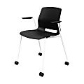 KFI Studios Imme Stack Chair With Arms And Caster Base, Black/White