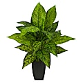 Nearly Natural Dieffenbachia 21”H Artificial Plant With Planter, 21”H x 8”W x 8”D, Green/Black 1 thumbnail image
