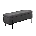 LumiSource Daniella Fabric Storage Bench, Charcoal/Black