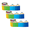 Teacher Created Resources® Die-Cut Rolled Border Trim, Colored Pencils, 50’ Per Roll, Set Of 3 Rolls