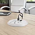 Bush Business Furniture 2-inch Desktop Power Grommet with AC Outlet and USB-A/USB-C Ports, White, Standard Delivery