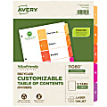 Avery® Ready Index® Eco-Friendly 100% Recycled Dividers, 1-5 Tabs & Customizable Table Of Contents, Letter Size, White Dividers/Multicolor Tabs, Pack Of 3 Sets