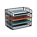 Mind Reader Network Collection  4-Piece Stackable Paper Tray Desktop Organizer, 11-1/4”H x 9-3/4”W x14”D, Black