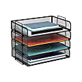 Mind Reader Stackable Paper Tray Desktop Organizer, 11-1/4”H x 9-3/4”W x14”D, Black, 4-Piece