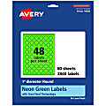 Avery® Print-To-The-Edge Labels With Sure Feed® Technology, 94500-NGP80, Round, 1", Matte Neon Green, Pack of 3840 1 thumbnail image