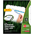 Avery® 100% Recycled EcoFriendly Index Maker® Clear Label Dividers, 8 1/2" x 11", White, 5 Tabs Per Set, 5 Sets Per Pack