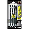 Pilot® G-2™ Retractable Gel Pens, Fine Point, 0.7 mm, Clear Barrels, Black Ink, Pack Of 4 Pens