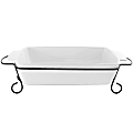 Gibson Elite 2-Piece Rectangle Stoneware Bakeware With Metal Rack, 15-1/2”, White