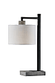 Adesso® Devin Table Lamp, 22-1/2"H, White Shade/Black And Gray Base