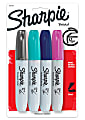 Sharpie® Chisel-Tip Permanent Markers, Assorted Colors, Pack Of 4