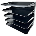 Huron Horizontal Slots Desk Organizer - 5 Compartment(s) - Horizontal - 15" x 15"x 8.75" Depth - Durable, Label Holder - Black - Steel - 1 Each 1 thumbnail image