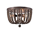 Kenroy Home Dumas 3-Light Wood Bead Flush Mount Lamp, Distressed Gray Shade/Golden Bronze Base 1 thumbnail image