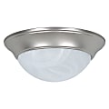 Luminance LED Round Flush Ceiling Mount Fixture, 12", 16 Watts, 3000K/Warm White, 1600 Lumen, Satin Nickel/Alabaster Glass