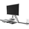 Atdec sit-to-stand wall mount - Loads up to 17.6lb - VESA 75x75, 100x100 - Spring-assisted height adjustment - Landscape to portrait orientation - Large keyboard tray - Ambidextrous - Integrated cable management - All mounting hardware included