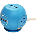 Accell Power Cutie - Compact surge protector with 3 540J surge protected AC outlets and 4 USB-A charging ports, 6ft cord, blue - D080B049A 1 thumbnail image