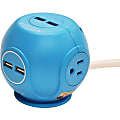 Accell Power Cutie - Compact surge protector with 3 540J surge protected AC outlets and 4 USB-A charging ports, 6ft cord, blue - 3 x AC Power, 4 x USB - 1800 VA - 540 J - 120 V AC Input