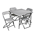 Work Smart 5-Piece Folding Table & Chair Set, Gray