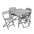 Work Smart 5 Piece Folding Table & Chair Set, Gray 1 thumbnail image