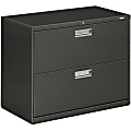 HON® 600 36"W x 19-1/4"D Lateral 2-Drawer File Cabinet With Lock, Charcoal