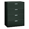 HON® 600 20"D Lateral 4-Drawer File Cabinet With Lock, Charcoal