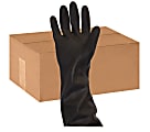 Safety Zone Black Heavy Duty Unlined Latex Gloves - Chemical Protection - Large Size - Latex - Black - Rolled Cuff, Raised Diamond Grip, Heavy Duty, Flock-lined - For Dishwashing, Cleaning, Meat Processing - 40 mil Thickness