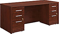 Sauder® Affirm Collection Executive Desk With Two 3-Drawer Mobile Pedestal Files, 72"W x 30"D, Classic Cherry
