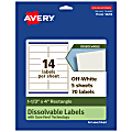 Avery® Dissolvable Labels With Sure Feed® Technology, 94206-DWMP5, Rectangle, 1-1/3"x4", Matte Off-White, Pack Of 70 1 thumbnail image