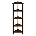 New Ridge Home Goods 60"H 5-Shelf Corner Bookcase, Walnut 1 thumbnail image
