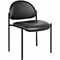 Lorell Reception Guest Chair - Vinyl Back - Tubular Steel Frame - Four-legged Base - Black - 1 Each