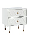 Linon Home Decor Products Rhodri 2-Drawer Nightstand, 27"H x 25"W x 18"D, White/Gold 1 thumbnail image
