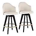 LumiSource Ahoy Fabric Counter Stools, Black/Cream, Set Of 2 Stools 1 thumbnail image