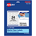 Avery® Permanent Labels With Sure Feed®, 94053-CMF100, Oval, 1" x 2", Matte Clear, Pack Of 2,400 1 thumbnail image