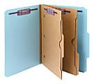 Smead® Pressboard Classification Folders With SafeSHIELD® Fasteners And 2 Pocket Dividers, Letter Size, 100% Recycled, Blue, Box Of 10 1 thumbnail image
