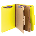 Smead® Pressboard Classification Folders With SafeSHIELD® Fasteners And 2 Pocket Dividers, Letter Size, 50% Recycled, Yellow, Box Of 10 1 thumbnail image