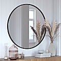 Flash Furniture Julianne Round Metal-Framed Wall Mirror, 36"H x 36"W x 3/4"D, Black