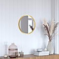 Flash Furniture Julianne Round Metal-Framed Wall Mirror, 16"H x 16"W x 3/4"D, Gold