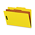 Smead® Classification Folders, With SafeSHIELD® Coated Fasteners, 1 Divider, 2" Expansion, Legal Size, 50% Recycled, Yellow, Box Of 10
