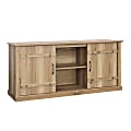 Sauder Select Farmhouse Entertainment Credenza with Sliding Doors, 28-1/2”H x 62-1/2”W x 16-3/4”D, Timber Oak