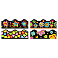 TREND Terrific Trimmers Board Trim, 2 1/4" x 3 1/4', Bright On Black, Assorted Colors, Set Of 48