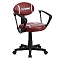 Flash Furniture Vinyl Low-Back Task Chair With Arms, Football, Brown/Black 1 thumbnail image