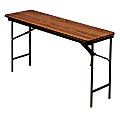 Iceberg Premium Folding Table, Rectangular, 60"W x 18"D, Oak/Brown 1 thumbnail image